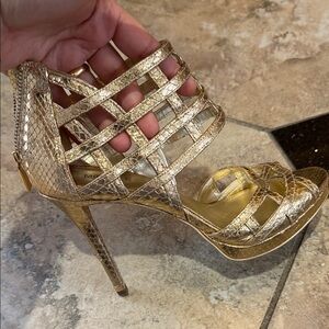 MICHAEL Michael Kors Gold Snakeskin Heels